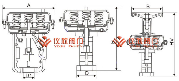 氣動(dòng)薄膜執(zhí)行器外形尺寸圖